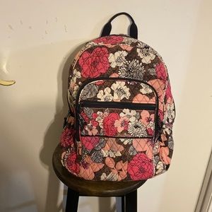 Vera Bradley backpack. Pink, brown, white floral pattern